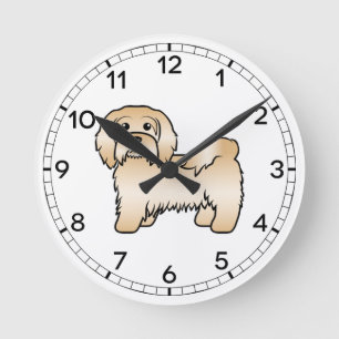 Fawn Havanese Niedlich Cartoon Dog Illustration Runde Wanduhr