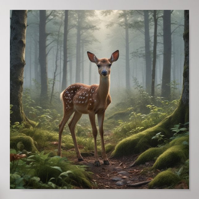 Fawn in Forest Poster (Vorne)