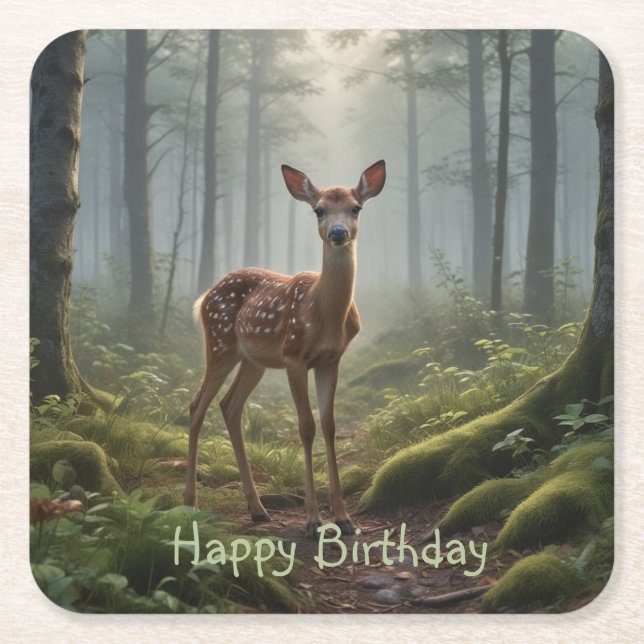 Fawn in Forest Rechteckiger Pappuntersetzer (Vorderseite)