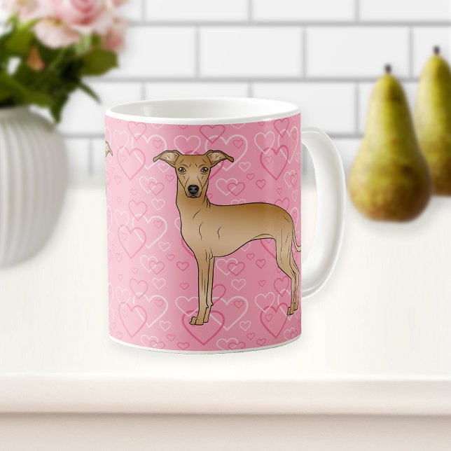 Fawn Italian Greyhound Niedlich Dog On Pink Hearts Kaffeetasse (Von Creator hochgeladen)