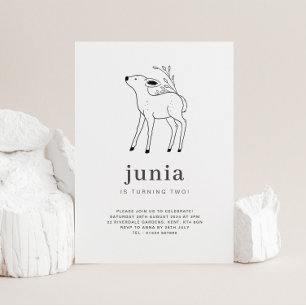 Fawn Line Zeichnend Einladung zum Geburtstag