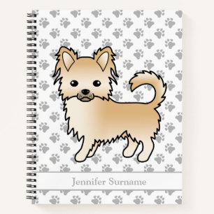 Fawn Long Coat Chihuahua Dog & Custom Text Notizbuch