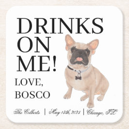 Fawn Masked Frenchie French Bulldog Wedding Rechteckiger Pappuntersetzer