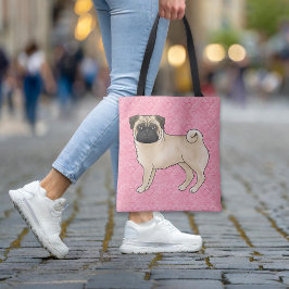 Fawn Mops Dog Cartoon Mops Pink Liebe Herz Muster