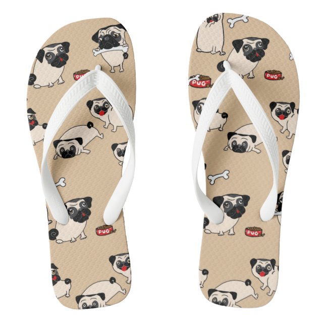 Fawn Mops Doodle Bekleidung - Strandbekleidung Flip Flops (Fußbett)