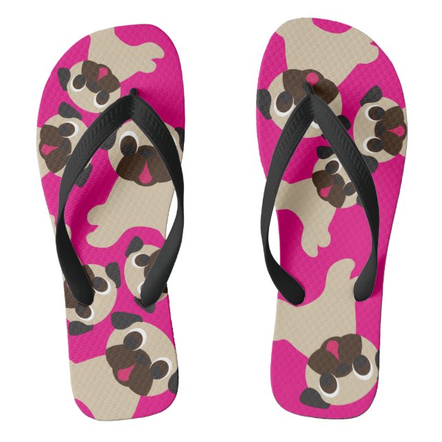 Fawn Mops Grumble Hot Pink Umdreh Flop Flip Flops (Fußbett)