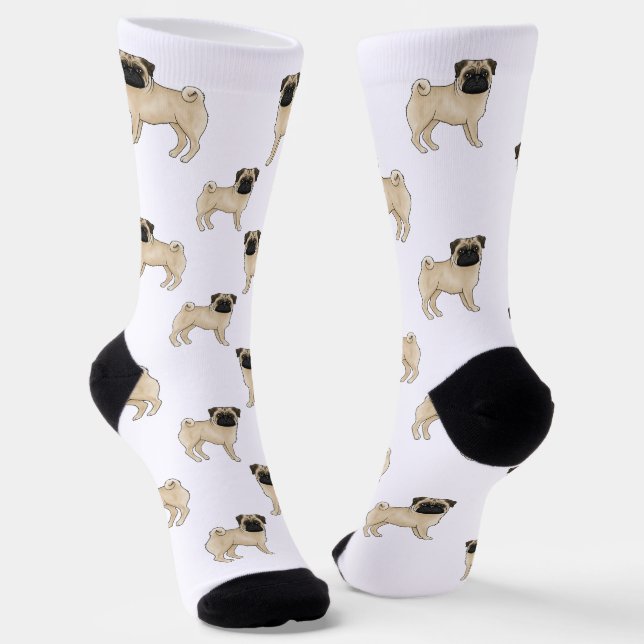 Fawn Mops Hund Breed Mops Design Cartoon Hundesche Socken (Gewinkelt)