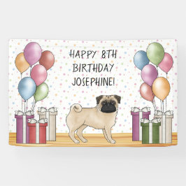 Fawn Mops Hund farbenfrohe Pastelle glücklich Gebu Banner