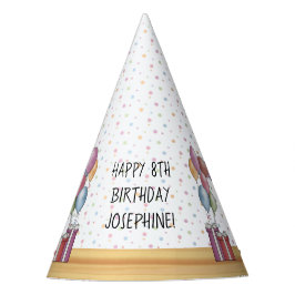 Fawn Mops Hund farbenfrohe Pastelle glücklich Gebu Partyhütchen