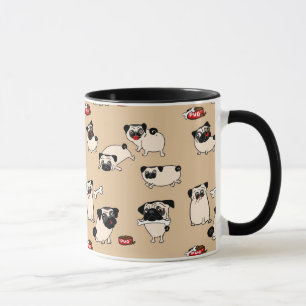 Fawn Mops Muster Tasse niedliches Geschenk für Mop
