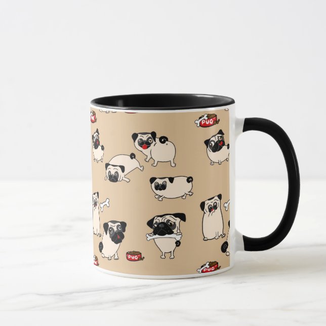 Fawn Mops Muster Tasse niedliches Geschenk für Mop (Rechts)