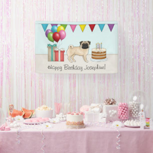 Fawn Mops Niedlich Cartoon Dog farbenfrohe Happy B Banner