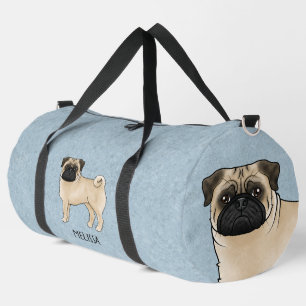 Fawn Mops Niedlich Cartoon Hund mit Individuelle N Duffle Bag