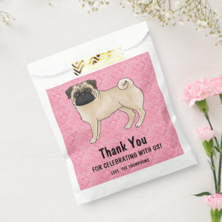 Fawn Mops Niedlich Mops auf rosa Herzen Vielen Dan Geschenktütchen