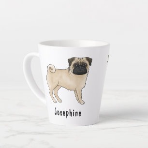 Fawn Mops Niedlicher Cartoon Hund mit Individuelle Milchtasse