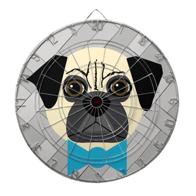 Fawn Mops with Bowtie, Herringbone grau Dartscheibe (vorne)