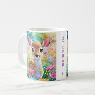 Fawn Niedlich Deer Animal Personalisiert Girls Nam Kaffeetasse