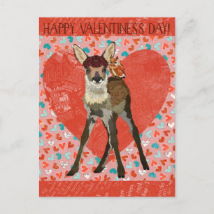 FAWN & OWL VALENTINE'S Postcard Feiertagspostkarte