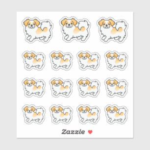 Fawn Parti-Color Tibetan Spaniel Niedliche Cartoon Aufkleber