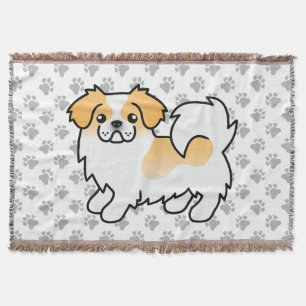 Fawn Parti-Color Tibetan Spaniel Niedlicher Cartoo Decke