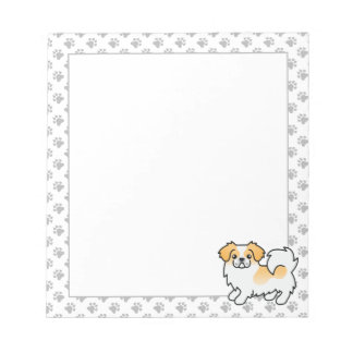 Fawn Parti-Color Tibetan Spaniel Niedlicher Cartoo Notizblock