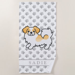 Fawn Parti-Color Tibetisch Spaniel Niedlicher Hund Strandtuch