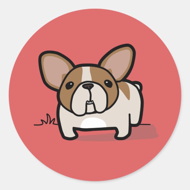 Fawn Pied Frenchie Runder Aufkleber (Vorderseite)