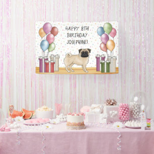 Fawn Pug Hund Bunte Pastellfarben Alles Gute zum G Banner