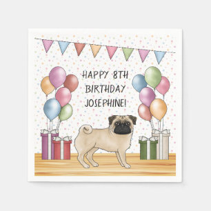 Fawn Pug Hund Bunte Pastellfarben Alles Gute zum G Serviette