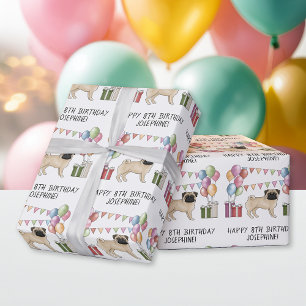 Fawn Pug Hund Farbige Pastellfarben Alles Gute zum Geschenkpapier