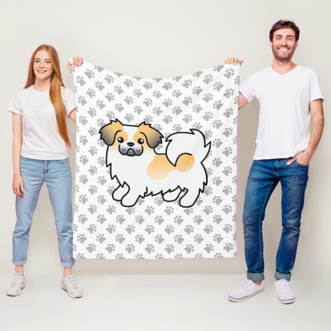 Fawn Sable Parti-Color Tibetisch Spanischer Hund & Fleecedecke (Beispiel)