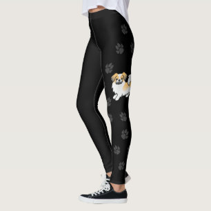 Fawn Sable Parti-Color Tibetisch Spanischer Hund & Leggings