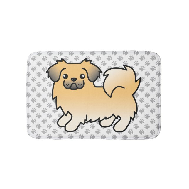 Fawn Sable Tibetan Spaniel Niedlich Cartoon Dog &  Badematte (Vorderseite)