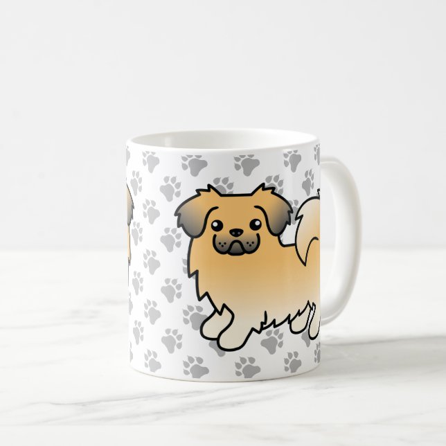 Fawn Sable Tibetan Spaniel Niedlich Cartoon Dog Kaffeetasse (VorderseiteRechts)
