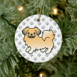 Fawn Sable Tibetan Spaniel Niedlich Cartoon Dog Keramik Ornament