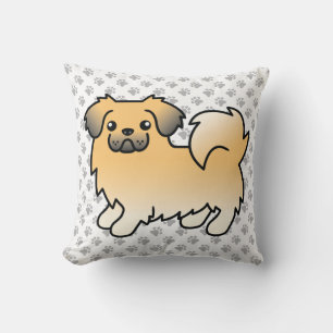 Fawn Sable Tibetan Spaniel Niedlich Cartoon Dog &  Kissen