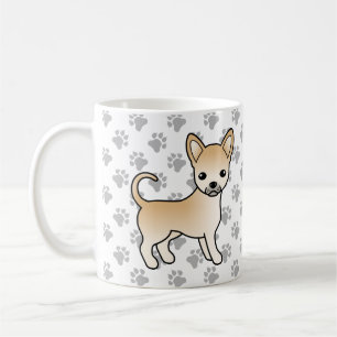 Fawn Smooth Coat Chihuahua Cartoon Dog & Paws Kaffeetasse