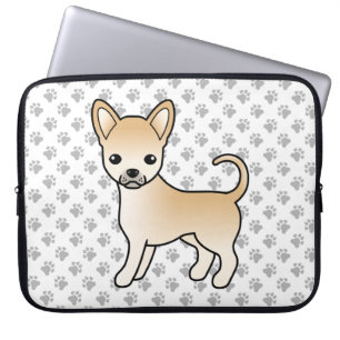 Fawn Smooth Coat Chihuahua Cartoon Dog & Paws Laptopschutzhülle