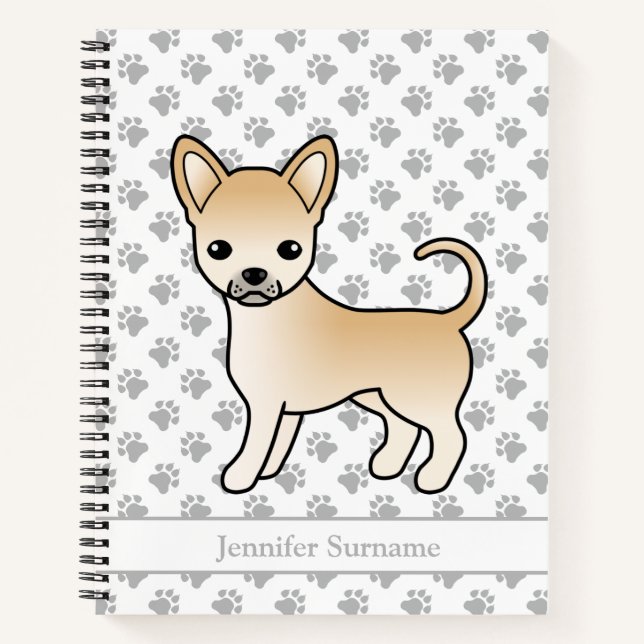 Fawn Smooth Coat Chihuahua Dog & Custom Text Notizbuch (Vorderseite)