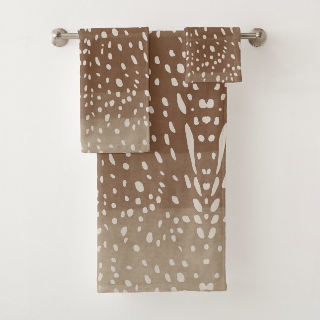 Fawn Spots Baby Deer Animal Print Muster Badhandtuch Set (Insitu)