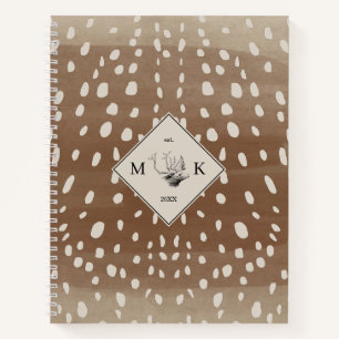 Fawn Spots Baby Deer Animal Print Muster Monogram Notizbuch