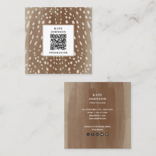 Fawn Spots Baby Deer Animal Print QR Code Quadratische Visitenkarte