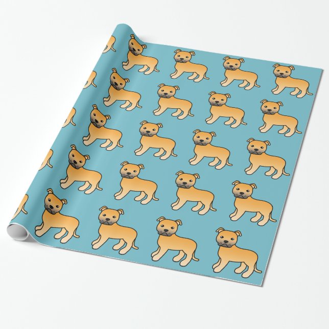 Fawn Staffordshire Bull Terrier Dog Pattern Geschenkpapier (Ungerollt)