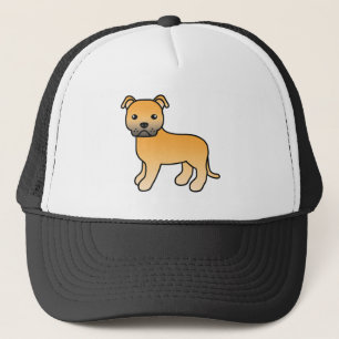 Fawn Staffordshire Bull Terrier Hund Cartoon-Desig Truckerkappe