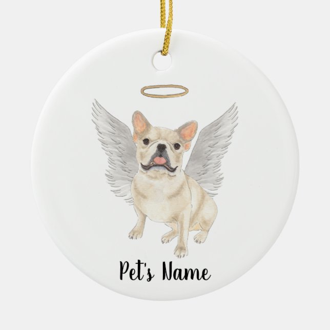 Fawn Tan Cream Frenchie Beileid Memorial Keramik Ornament (Vorne)