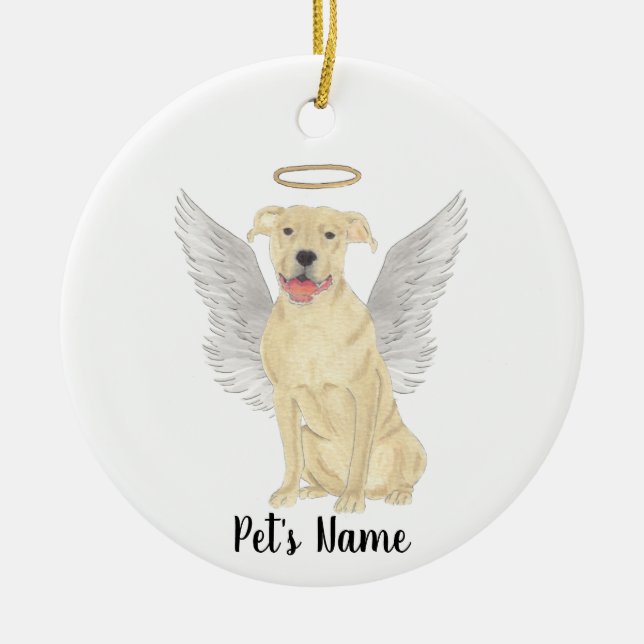 Fawn Tan Pitbull Staffy Beileid Memorial Keramik Ornament (Vorne)