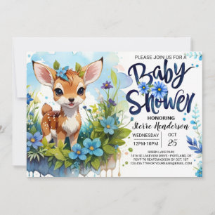 Fawn Theme Blue Baby Dusche für Jungen Einladung