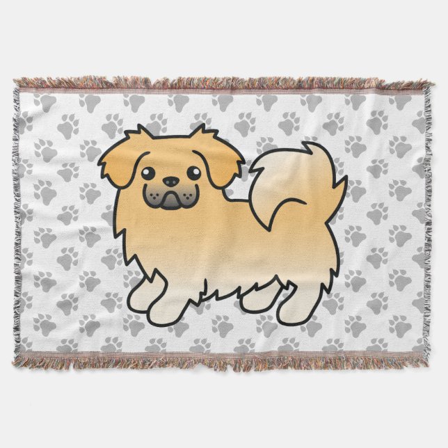 Fawn Tibetan Spaniel Niedlich Cartoon Dog Decke (Vorderseite)