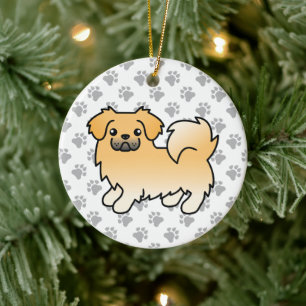 Fawn Tibetan Spaniel Niedlich Cartoon Dog Keramik Ornament