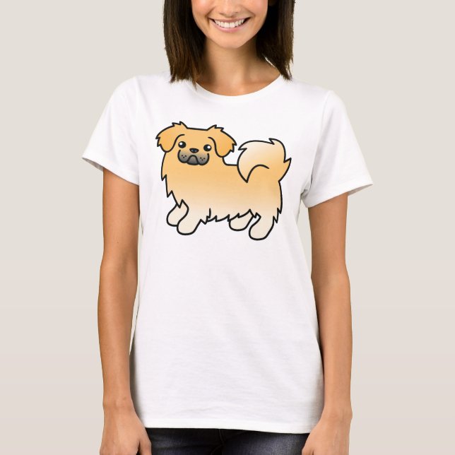 Fawn Tibetan Spaniel Niedlich Cartoon Dog T-Shirt (Vorderseite)
